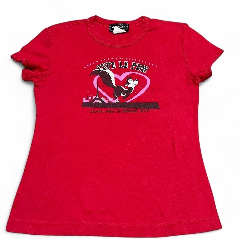 vintage 2003 Looney Tunes Pepe Le Pew red baby tee